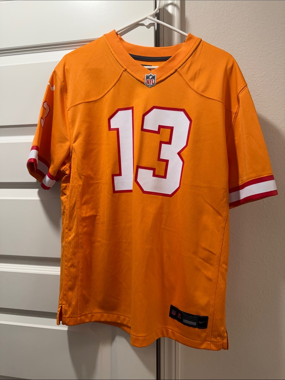 Nike Men’s Orange Football Jersey #13 with White/Red Accents